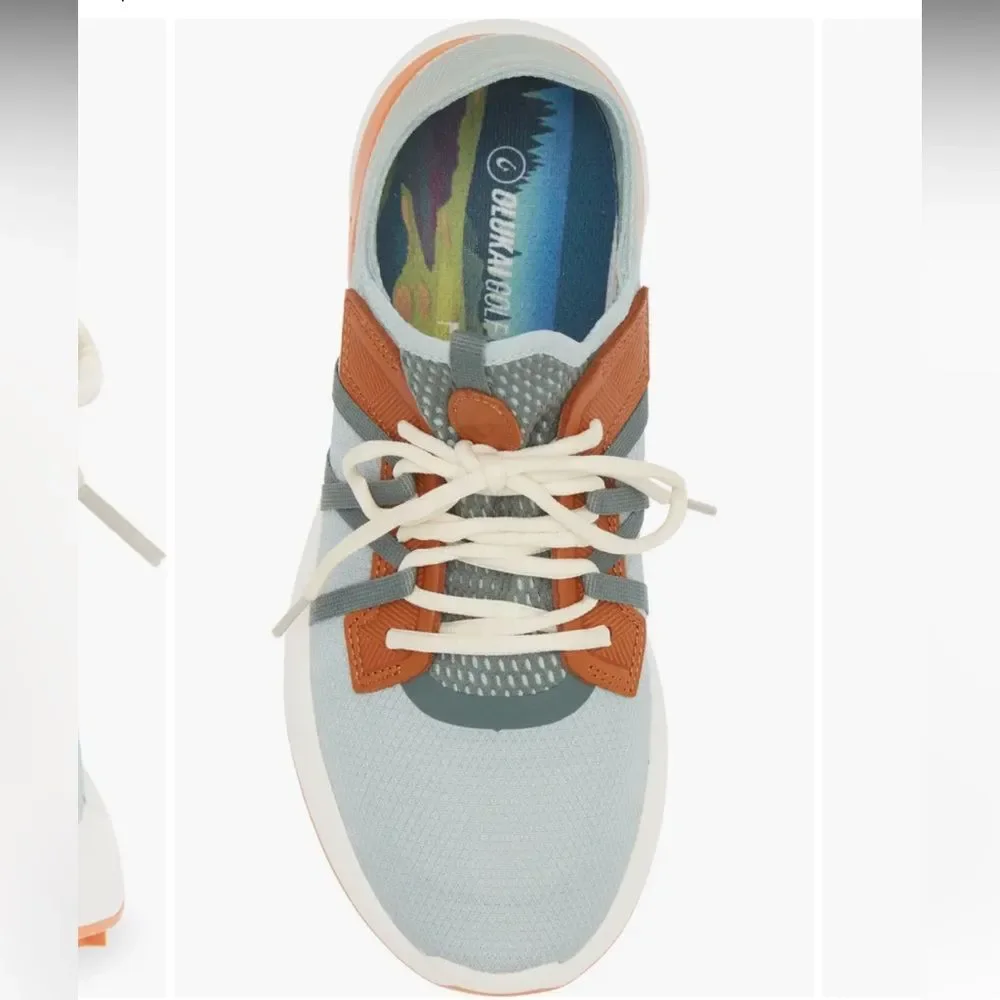 OluKai Manele Golf Shoe Pale Moss/Molten Orange 11.5 - Picture 9 of 10